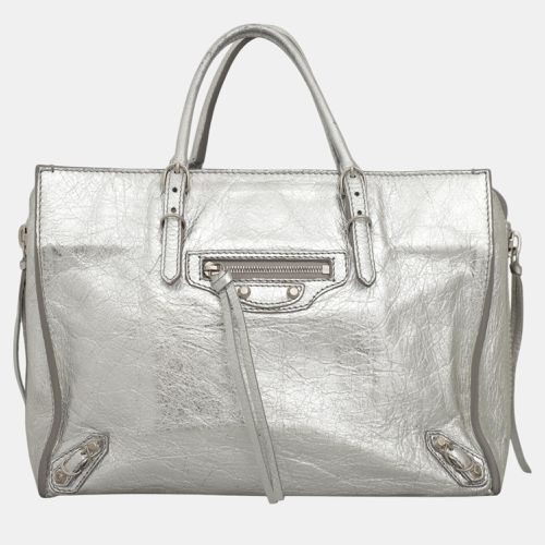 Metallic Calfskin Leather Papier A6 Zip Around Tote Bag - Balenciaga - Modalova