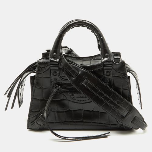 Croc Embossed Leather Mini Neo Classic Shoulder Bag - Balenciaga - Modalova