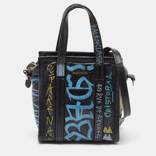 Graffiti Printed Leather Bazar Tote - Balenciaga - Modalova