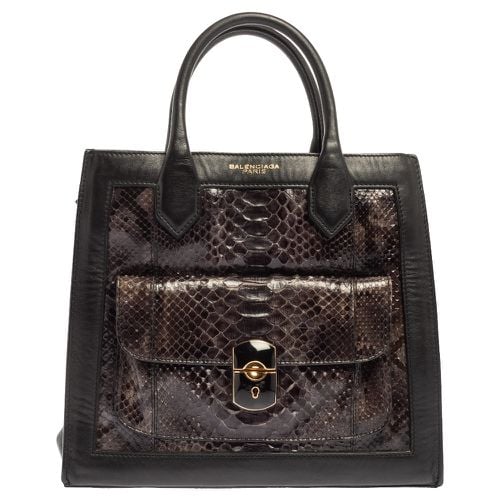 Leather and Python Padlock All Afternoon Tote - Balenciaga - Modalova