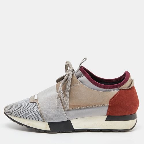 Tri Color Leather, Suede nd Mesh Race Runner Low Top Sneakers Size 38 - Balenciaga - Modalova