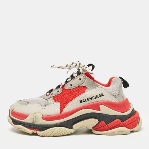 Red Faux Leather and Mesh Triple S Sneakers Size 37 - Balenciaga - Modalova