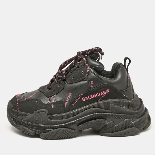 Faux Leather Triple S All Over Logo Sneakers Size 36 - Balenciaga - Modalova