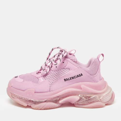 Leather and Mesh Triple S Lace Up Sneakers Size 38 - Balenciaga - Modalova