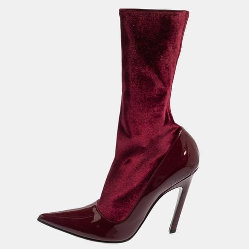 Velvet And Patent Leather Knife Mid Calf Boots Size 39 - Balenciaga - Modalova