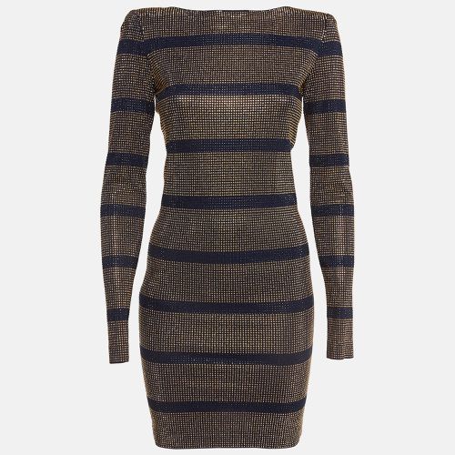 Gold Studded Stripe Jersey Mini Dress M - Balmain - Modalova