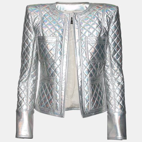 Holographic Quilted Open Front Jacket M - Balmain - Modalova