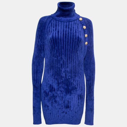 Knit Button Embellished Turtleneck Sweater Dress M - Balmain - Modalova