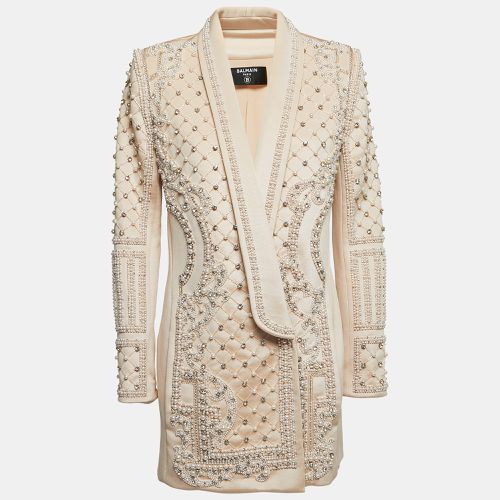 Crystals & Pearls Embellished Shawl Lapel Blazer M - Balmain - Modalova