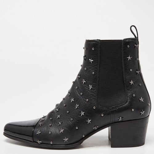 Leather and Patent Studded Ankle Boots Size 39 - Balmain - Modalova