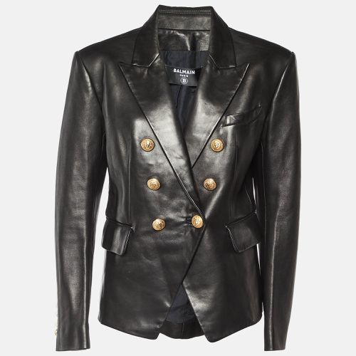 Leather Double Breasted Jacket XL - Balmain - Modalova