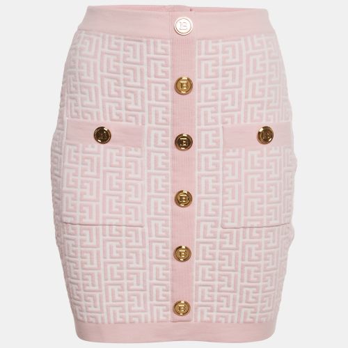 Monogram Jacquard Knit Mini Skirt M - Balmain - Modalova