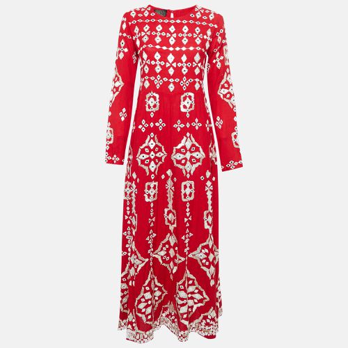 Mirror Work Embroidered Cotton Blend Maxi Dress M - Beenas - Modalova