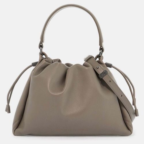 Calfskin Leather small leather bucket bag - Brunello Cucinelli - Modalova