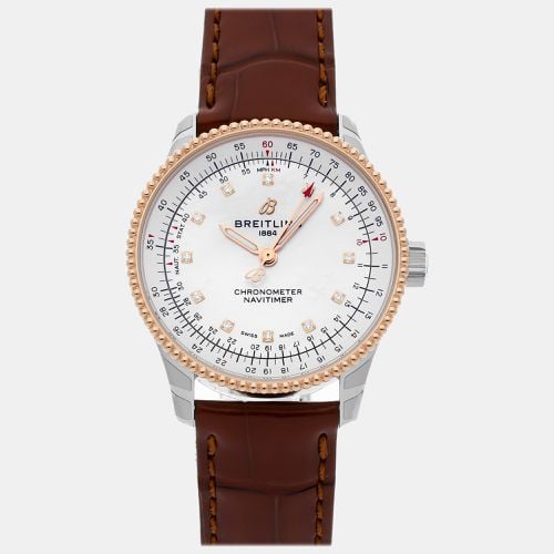 Mother of Pearl Stainless Steel Navitimer U17395211A1P2 Automatic Women's Wristwatch 35 mm - Breitling - Modalova