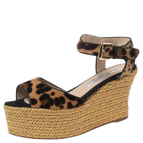 Black Pony Hair Espadrille Wedge Sandals Size 39 - Brian Atwood - Modalova