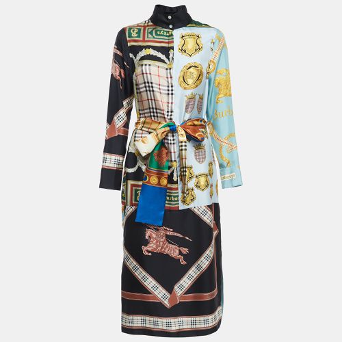 Printed Silk Belted Shirt Dress S - Burberry - Modalova