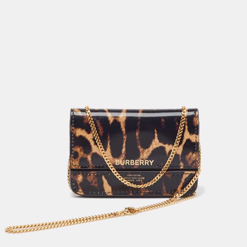 Brown Leopard Print Leather Jody Chain Card Case - Burberry - Modalova