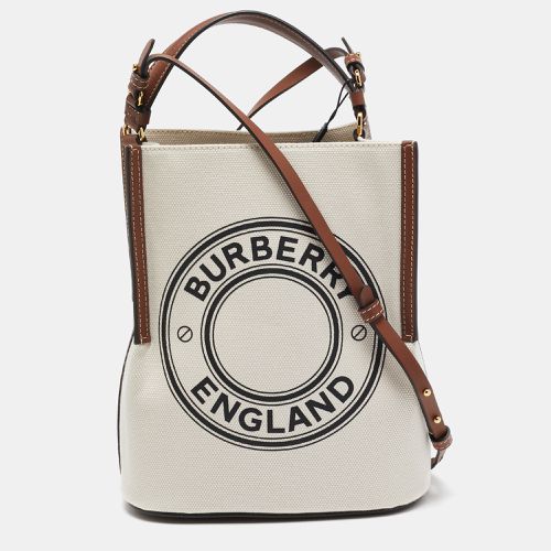 Off /Brown Canvas and Leather Small Peggy Bucket Bag - Burberry - Modalova