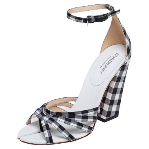 White Canvas And Leather Ankle Strap Sandals Size 37 - Burberry - Modalova