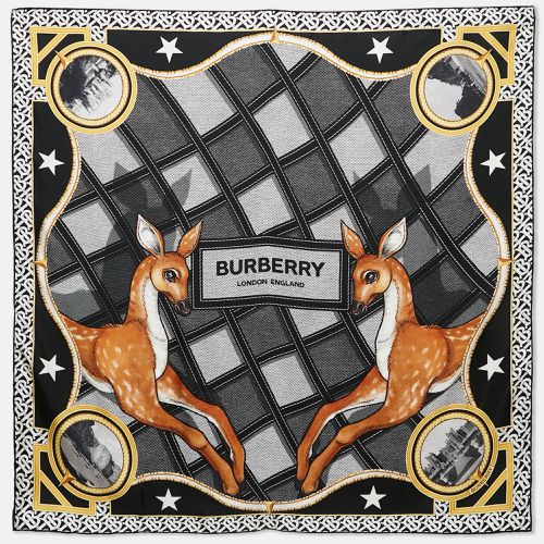 Yellow Deer Print Silk Square Scarf - Burberry - Modalova