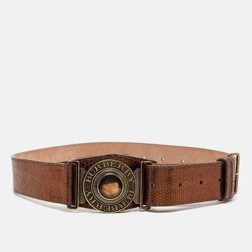 Bronze Lizard Embossed Leather Logo Buckle Belt Size 70CM - Burberry - Modalova