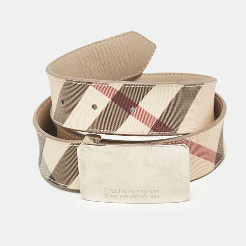 Nova Check PVC and Leather Logo Plague Belt 100CM - Burberry - Modalova