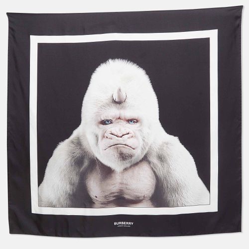 Gorilla Print Silk Square Scarf - Burberry - Modalova