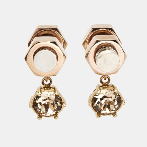 Crystal Nut & Bolt Two Tone Drop Earrings - Burberry - Modalova