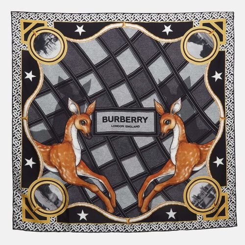 Deer Print Silk Square Scarf - Burberry - Modalova