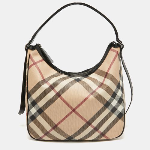 Beige Nova Check Coated Canvas and Patent Leather Moore Hobo - Burberry - Modalova