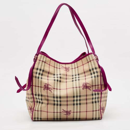 Pink Haymarket Check Coated Canvas and Leather Large Canterbury Tote - Burberry - Modalova