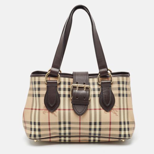 Beige Haymarket Coated Canvas and Leather Eden Tote - Burberry - Modalova