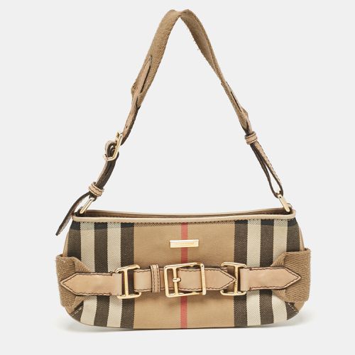 House Check Fabric Baguette Bag - Burberry - Modalova