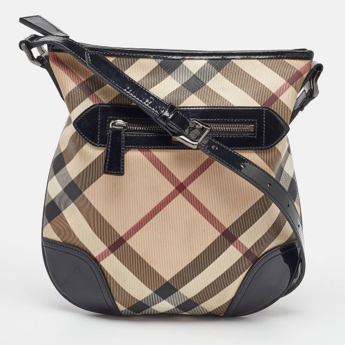 Black Supernova Check Coated Canvas and Patent Leather Dryden Shoulder Bag - Burberry - Modalova