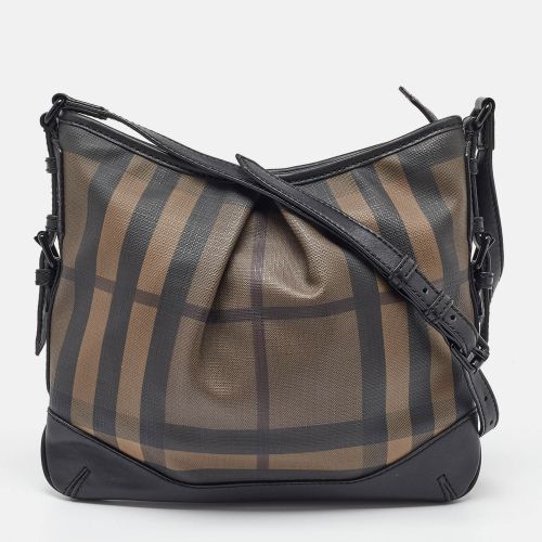 Black Smocked Check Canvas and Leather Hartham Shoulder Bag - Burberry - Modalova