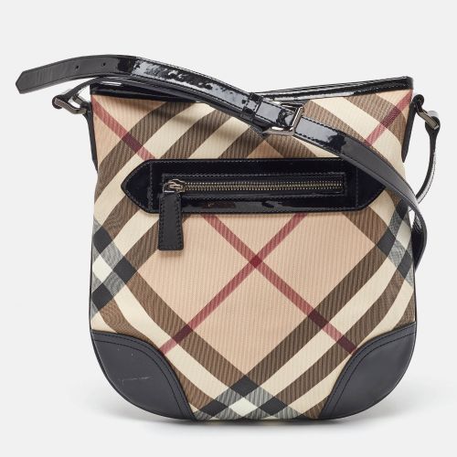 Black Supernova Check Coated Canvas and Patent Leather Dryden Crossbody Bag - Burberry - Modalova