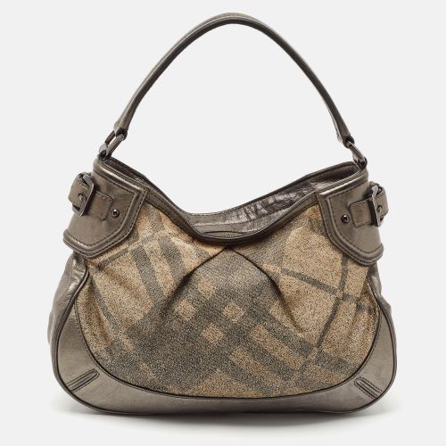 Metallic Shimmer Check Canvas Medium Fairby Hobo Bag - Burberry - Modalova