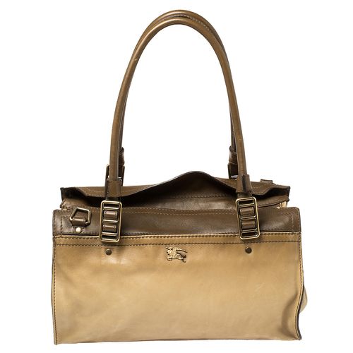 Two Tone Leather Satchel - Burberry - Modalova