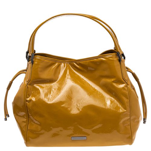 Mustard Patent Leather Large Bilmore Tote - Burberry - Modalova