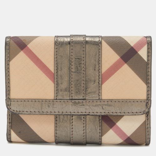 Metallic/ Nova Check PVC and Patent Leather French Wallet - Burberry - Modalova