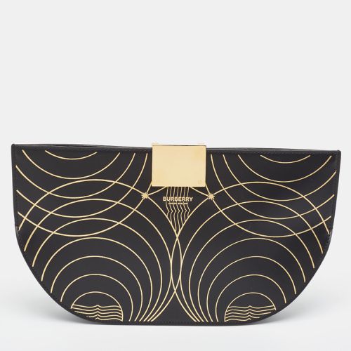 Gold Printed Leather Olympia Wristlet Clutch - Burberry - Modalova