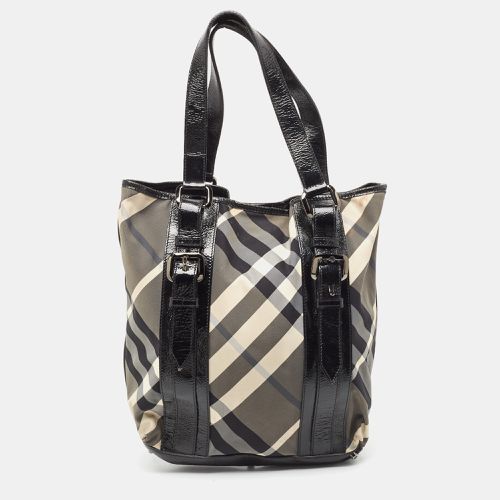 Beat Check Nylon and Patent Leather Victoria Tote - Burberry - Modalova