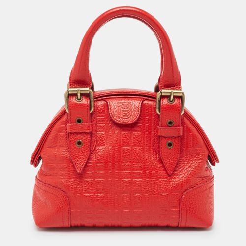 Check Embossed Leather Frame Satchel - Burberry - Modalova