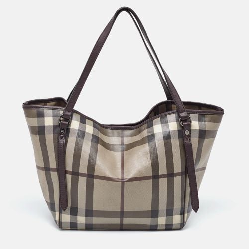 Smoked Check Coated Canvas and Leather Small Canterbury Tote - Burberry - Modalova