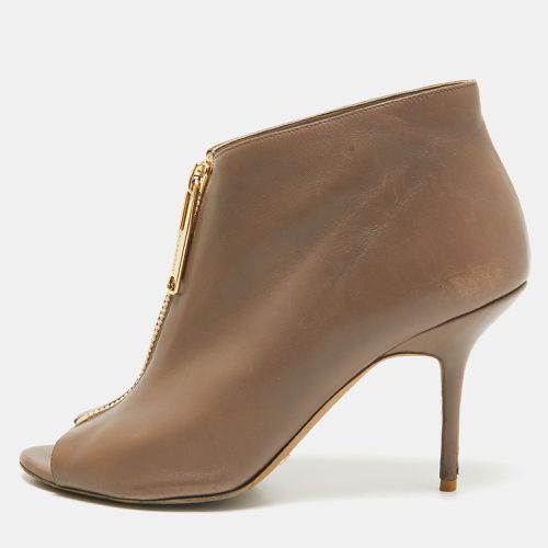 Leather Zip Up Booties Size 39.5 - Burberry - Modalova