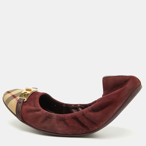 Suede and Nova Check Canvas Drayton Twistlock Scrunch Ballet Flats Size 39.5 - Burberry - Modalova