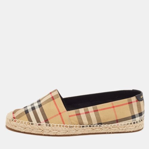 Black House Check Fabric and Leather Espadrille Flats Size 38 - Burberry - Modalova