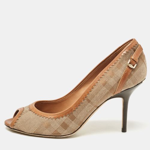 Coated Canvas and Leather Ellaline Peep Toe Pumps Size 37 - Burberry - Modalova