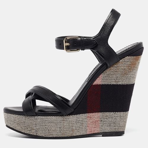 Canvas and Leather Walmer Wedge Sandals Size 36 - Burberry - Modalova